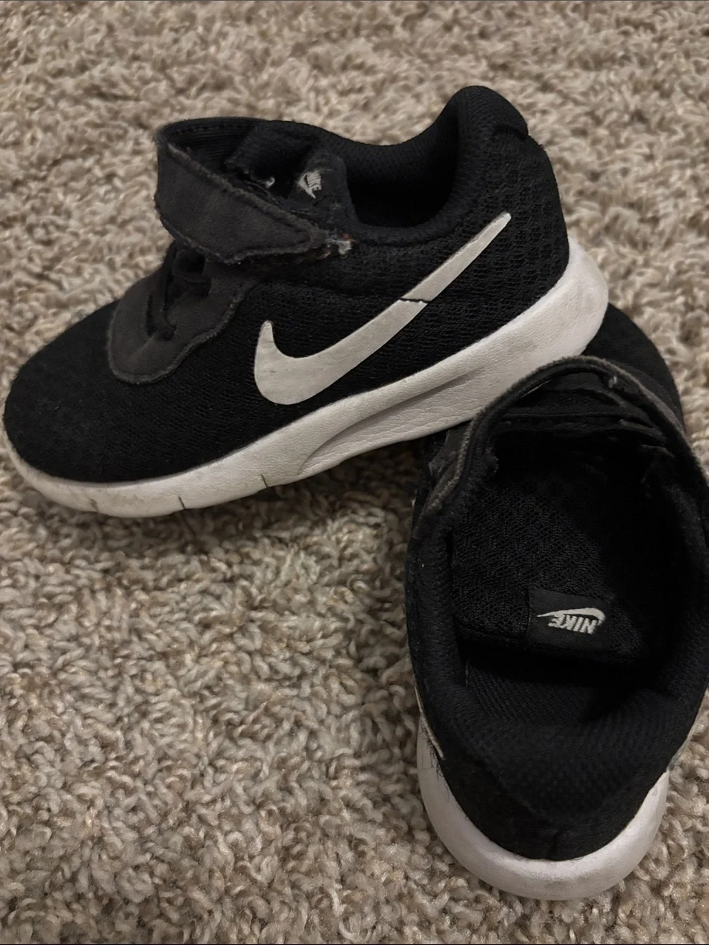 Nike Kids Black and White Velcro Athletic Sneaker